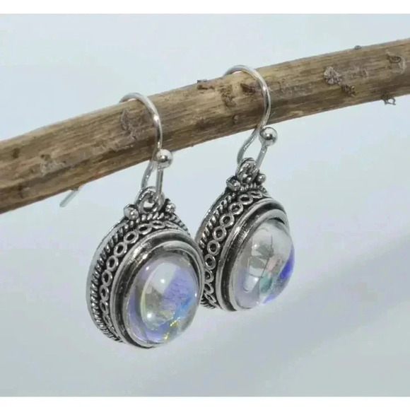 None Jewelry - Moonstone Drop Earrings